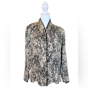 Vintage Talbots 100% Silk Mandarin Style Blouse, Paisley
